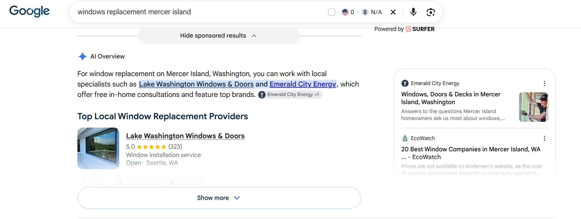 Lake Washington Windows visibility for windows replacement Mercer Island