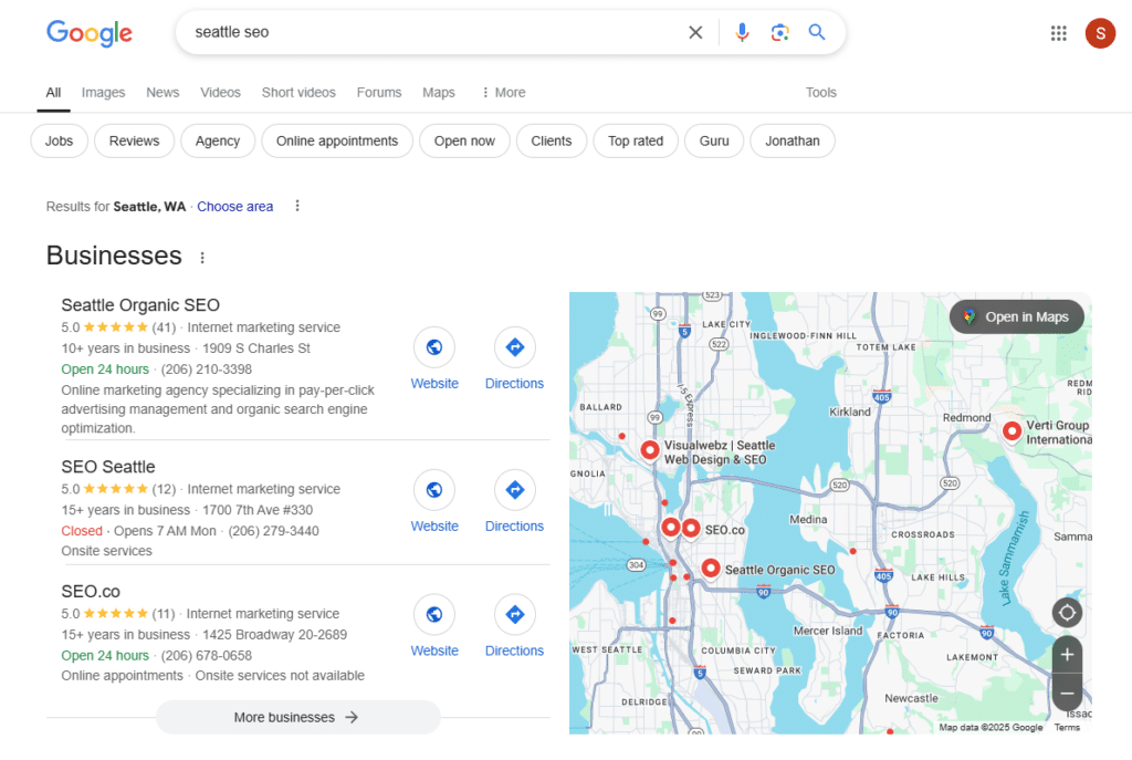 google business profile and the map pack